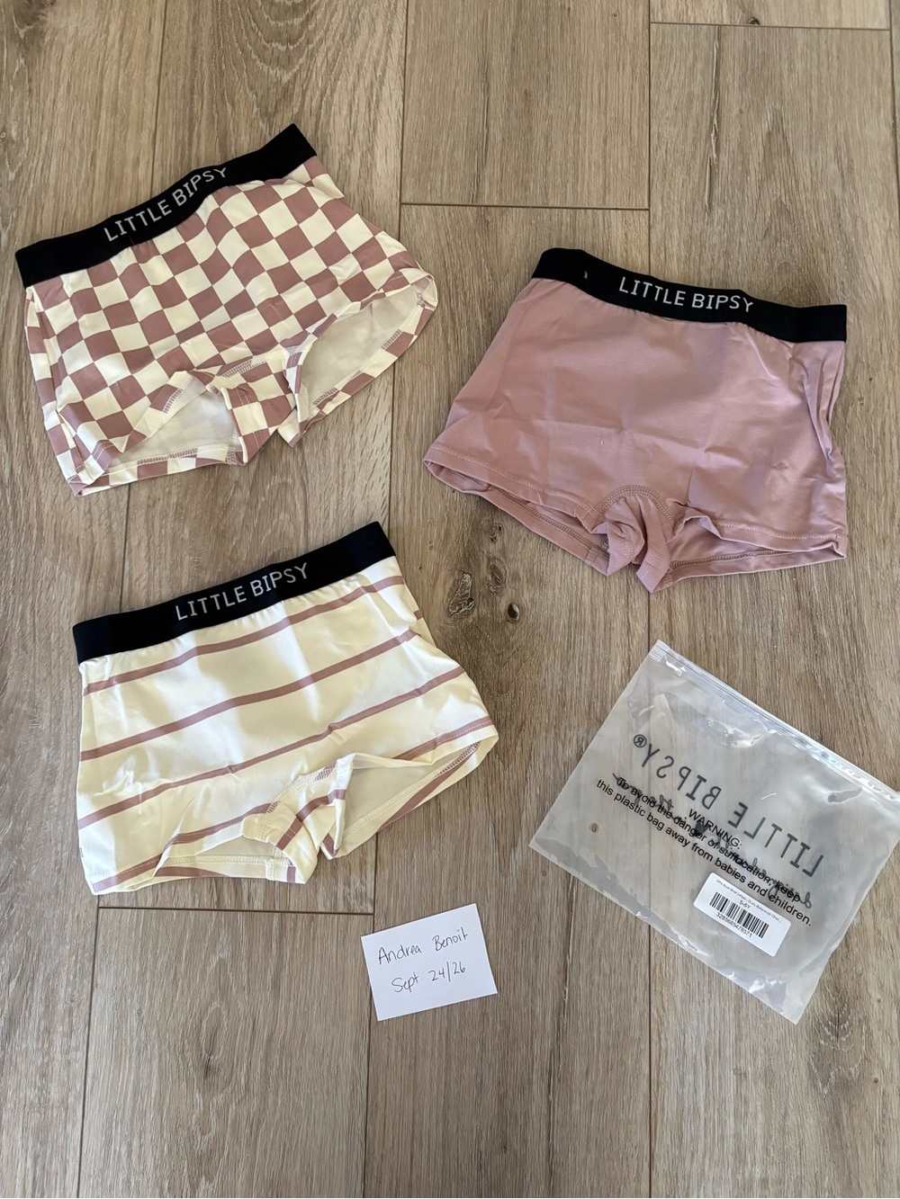 Little Bipsy GIRL'S BOXER BRIEF 3-PACK - DUSTY ROSEWOOD CHECK MIX